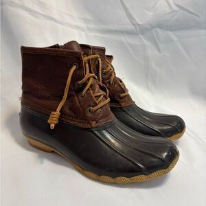 Sperry Top-Sider Brown Rubber Leather Lace Zip Duck Boot Style STS91176 Size 7